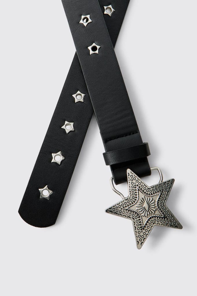 PU Star Buckle Belt | Black | Size Large/XL