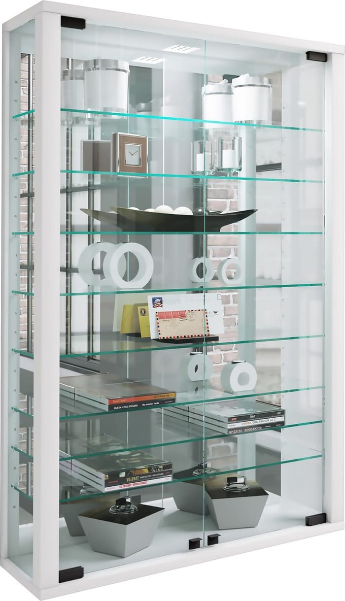 Wandvitrinekast Hangende vitrinekast Vitrosa minispiegel van glas