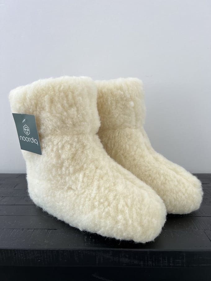 Noordiq - Merino Wollen Sloffen - Crèmewit - Maat 35/36