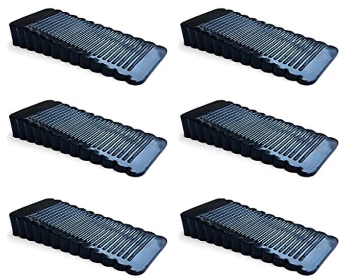 Zwarte deurstopper set van 6 - Verstelbare antislip rubber blokken voor elke vloer