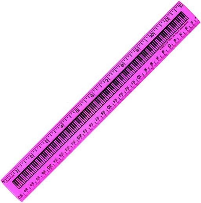 Liniaal met pianotoetsen 25 cm verschillende kleuren