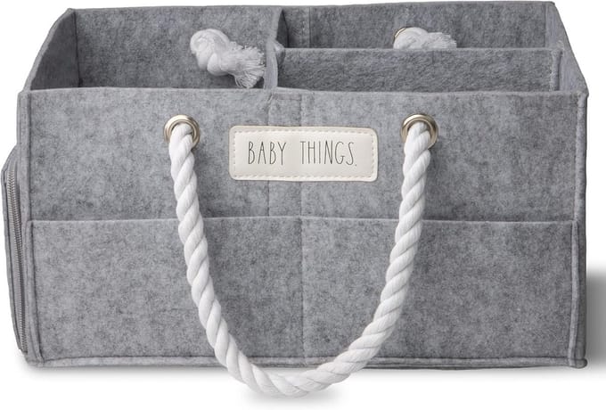 Draagbare Luiertas Organizer Caddy - Opbergmand voor Commode en Kinderkamer - Grijs Vilt