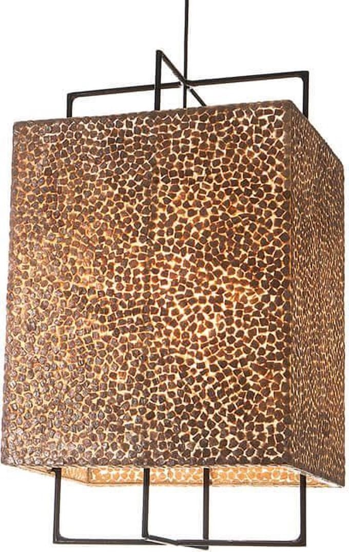 Design Hanglamp woonkamer slaapkamer rectangular gold capiz schelp 60x37 cm
