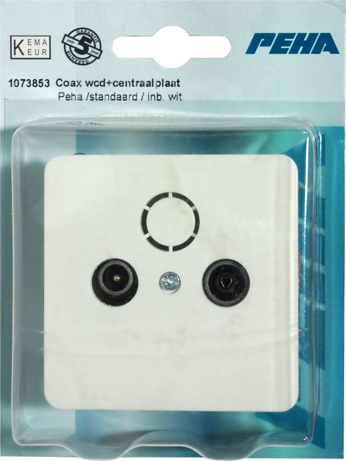 PEHA coax wandcontactdoos + centraalplaat | WIT