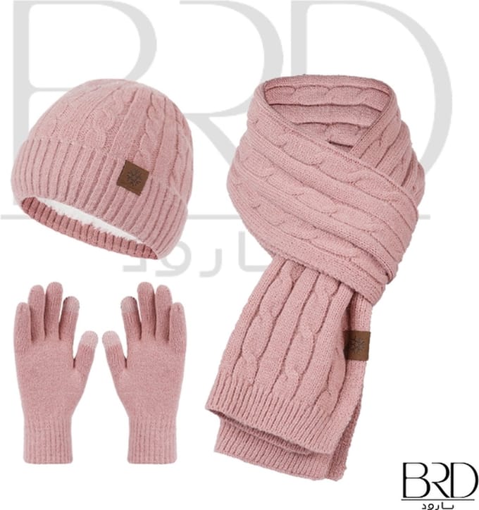 BRD® Winterset Roze - Gebreide Muts Sjaal Touchscreen Handschoenen - Dames
