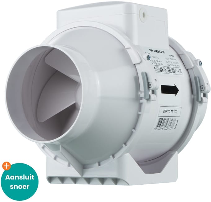 Vents TT buisventilator 100 mm - Met aansluitsnoer - 187 m³/h
