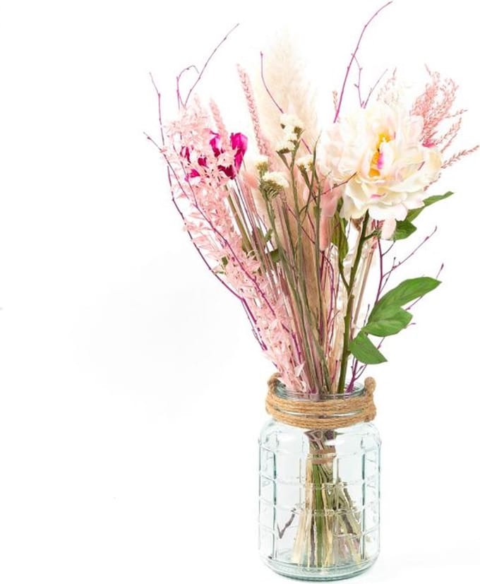 BloomKado | Droogbloemen | Droogboeket Pink & Silk Blush | Excl. Vaas