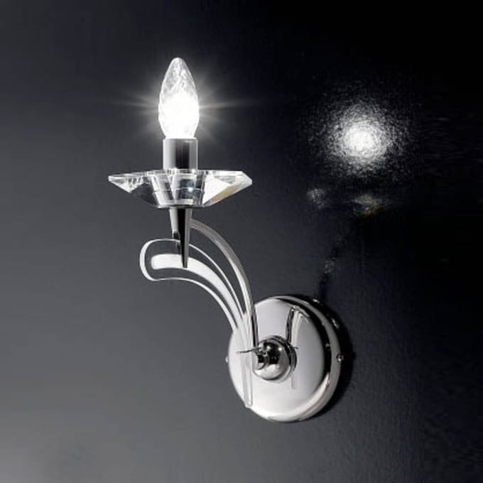 Metallux Wandlamp ICARO, 1-lichts met kristalglas, chroom