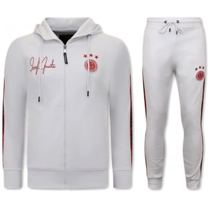 Mannen Trainingspak - Hooded Ribbon - Wit / Rood