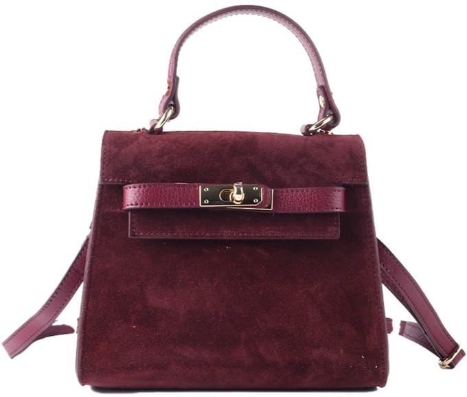 Giuliano lederen handtas Melisa - Suede - Made in Italy - Bordeaux