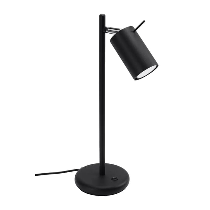 Tafellamp RING met draaibare spot en schakelaar - Sollux Lighting - IP20 - Zwart staal behuizing - 14.5 x 19.5 x 43 cm - 1 x GU10 LED, exclusief lichtbron - Max. 10 W - Moderne tafellamp voor woonkamer, slaapkamer en eetkamer