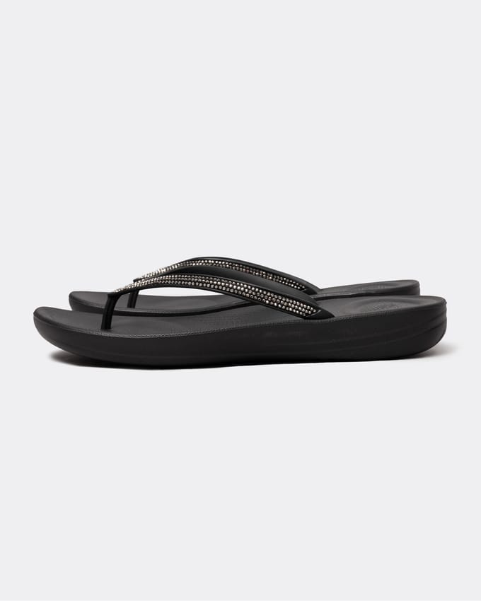 FitFlop Iqushion Sparkle Rubberen Dames Zwarte Flip-Flops