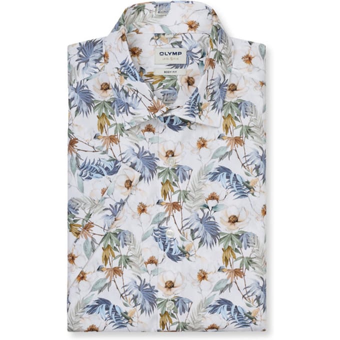 slim fit zakelijk hemd met kentkraag en bloemige print