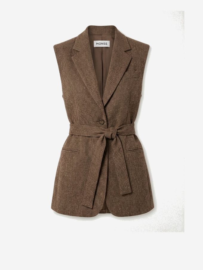 OMBRE Gilet - Slim Fit - Knopen - Effen Bruin M