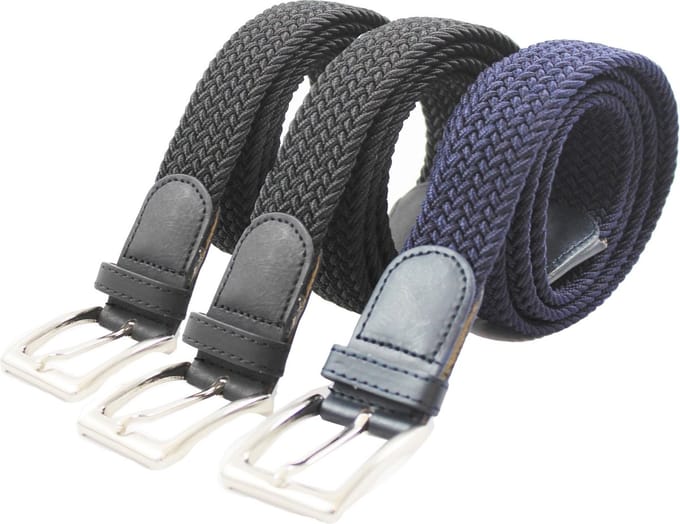 Elastische Broekriem Pakket 2 Zwart en 1 Blauw Elastische Comfortabele Riem –