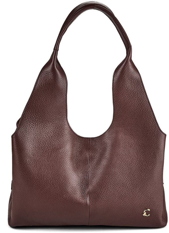 COCCINELLE Leren schoudertas Nell Handbag Grained Leather Berry donkerpaars