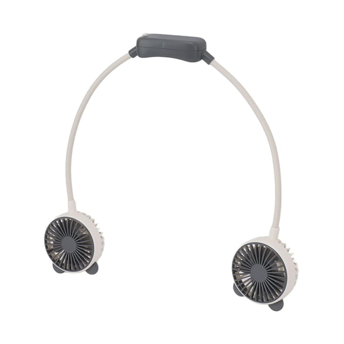 Draagbare Nekventilator Dubbele Kop Buigbaar Draagbaar USB Oplaadbaar Handvrij Mini Hangende Ventilator voor black