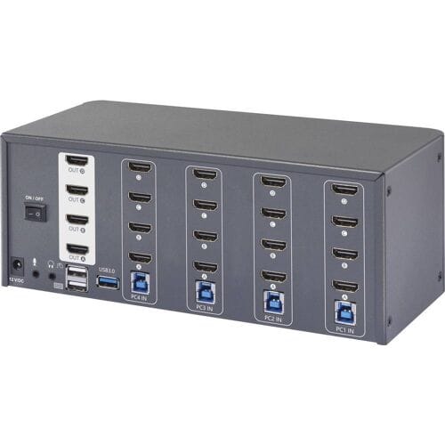 SpeaKa Professional 4 Port HDMI Multi Display KVM Switch 4 x 4 poorten KVM-console HDMI 3840 x 2160 Pixel