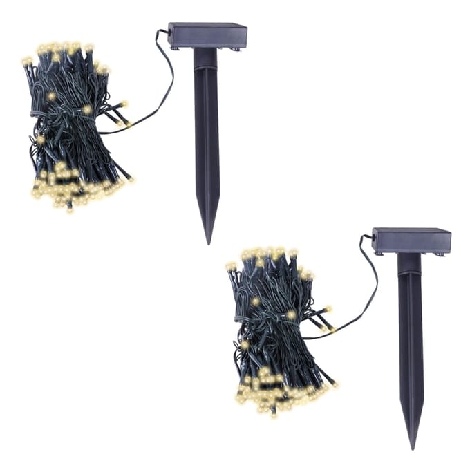vidaXL - Lichtslingers - solar - LED - warmwit - 2 - st