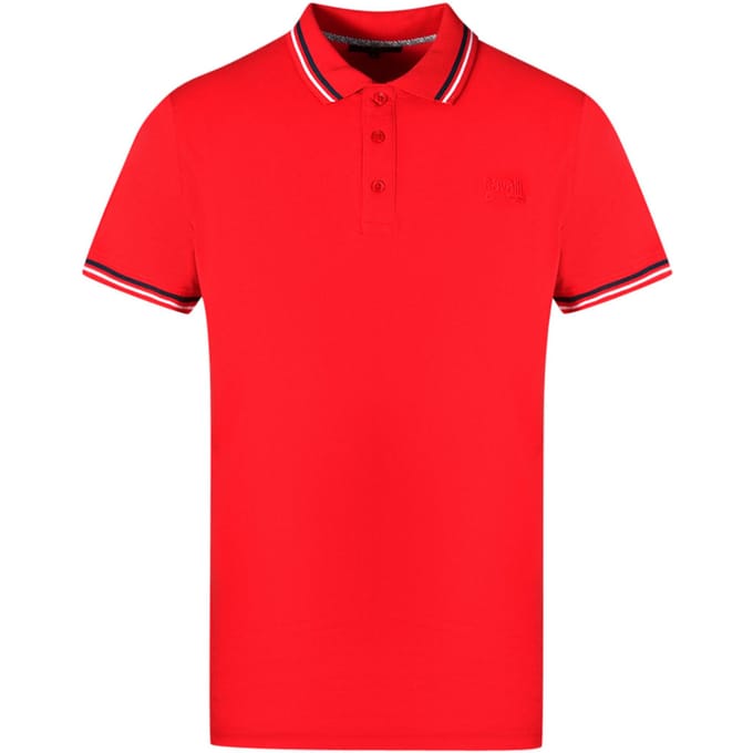 Cavalli Class Dubbel Tipped Kraag Rode Polo Shirt