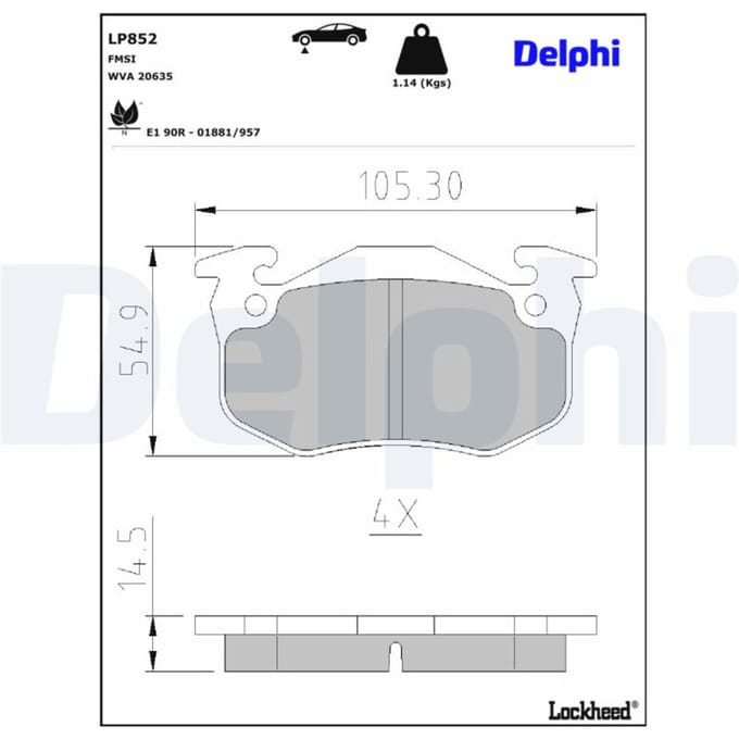 Remblokset DELPHI LP852, voor