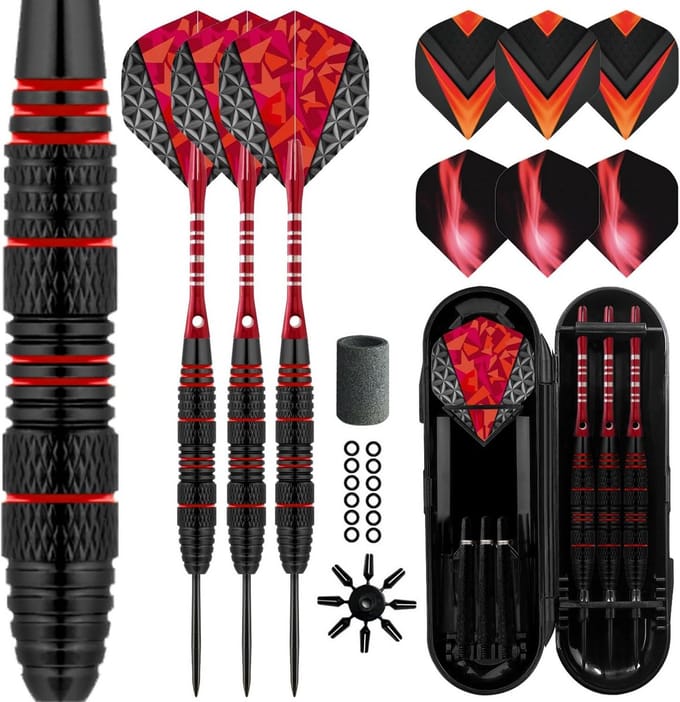 Professionele Stalen Tip Darts Set met Aluminium Assen en Accessoires
