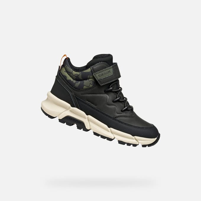 GEOX FLEXYPER PLUS ABX JONGENS - ZWART/MILITAIR GROEN - Maat 35