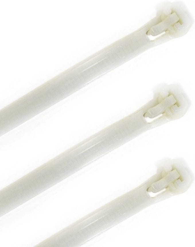 Benson kabelbinders tie-wraps - loskoppelbaar - 100x stuks - wit - 7.6 x 300 mm - herbruikbare tie-ribs