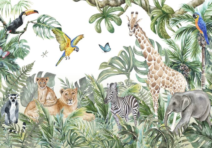 Fotobehang - Dieren - Jungle - Vliesbehang - (416 x 254 cm)