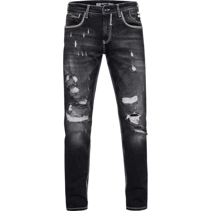 Jeansbroek "MINO" slim fit stretch destroyed broek