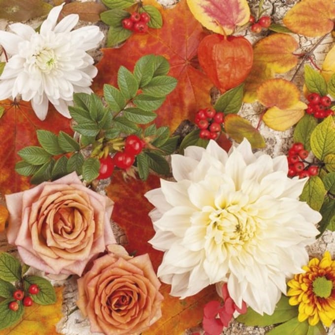 Lunch servetten Autumn flowers - Maki - 33x33 cm