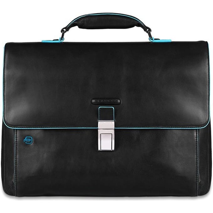 Zak Piquadro Blue Square Black Leather Folder - CA3111B2-N