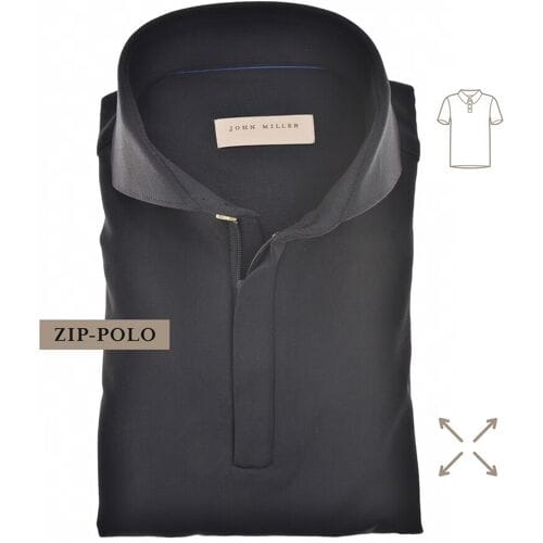John Miller Slim-Fit Hyperstretch Short Sleeve Zip-Polo Zwart / male
