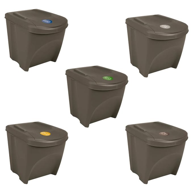 vidaXL - Vuilnisbakken - 3 - st - stapelbaar - 75 - L - polypropeen - grijs
