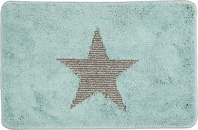 Clayre & Eef Badmat 58x38x1 cm Blauw Polyester Ster