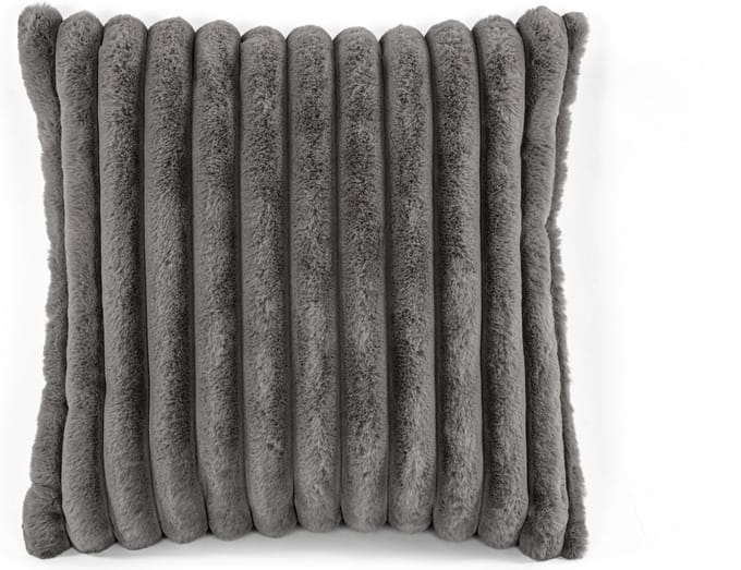 TISECO HOME STUDIO - Kussen (gevuld) - RABBIT STRIPE FUR - 45x45 cm - 100% polyester - Grijs