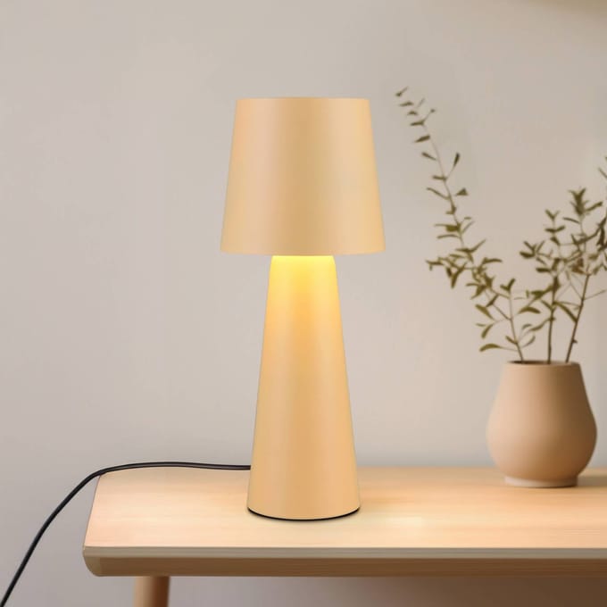 TRIO NUBIAN - Tafellamp - Beige - excl. 1x E27 7 W - Snoerschakelaar