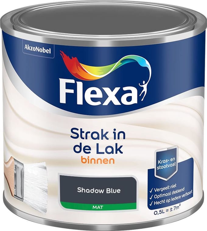 Flexa - Strak In De Lak Binnenlak Mat - Shadow Blue - Mengverf - 500 Ml