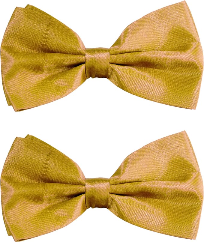 Partychimp Carnaval verkleed vlinderstrikje zijdeglans - 2x - goud - polyester - heren/dames