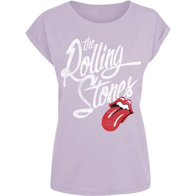 The Rolling Stones T-shirt - Script - S tot XL - voor Vrouwen - lila