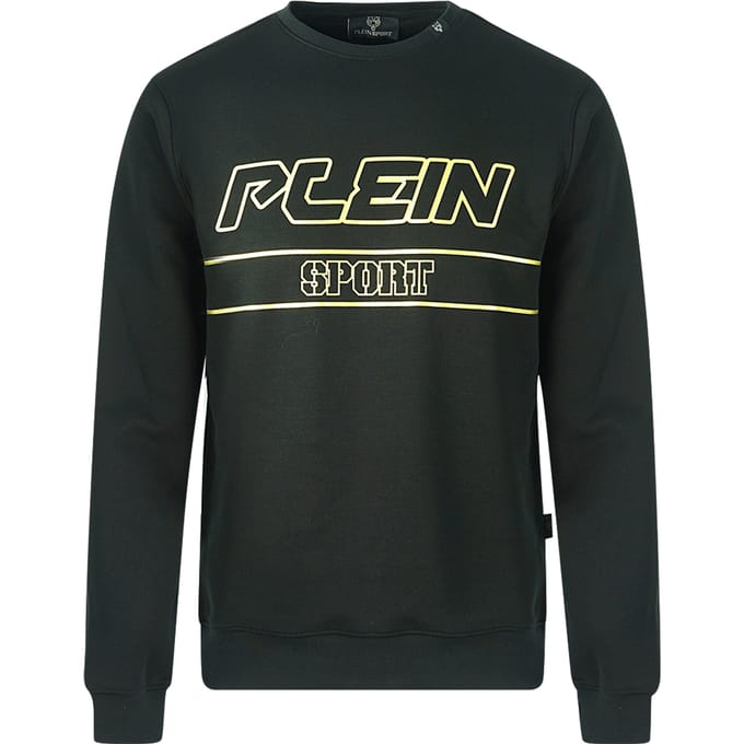 Philipp Plein Sport Gouden Logo Zwarte Trui