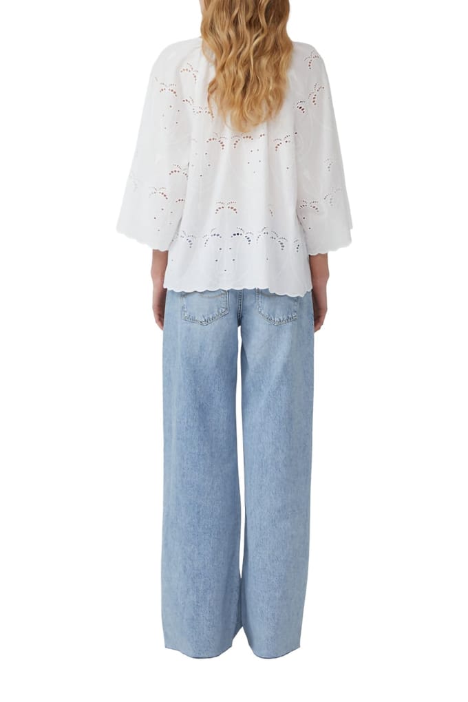 Blouse met Engelse borduur voor dames QS
