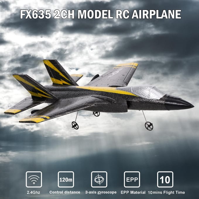 FX635 RC Vliegtuig RC Vliegtuig RC Vliegtuig 2.4Ghz Afstandsbediening Schuim Zweefvliegtuig RC Zweefvliegtuig Vaste Vleugel zwart
