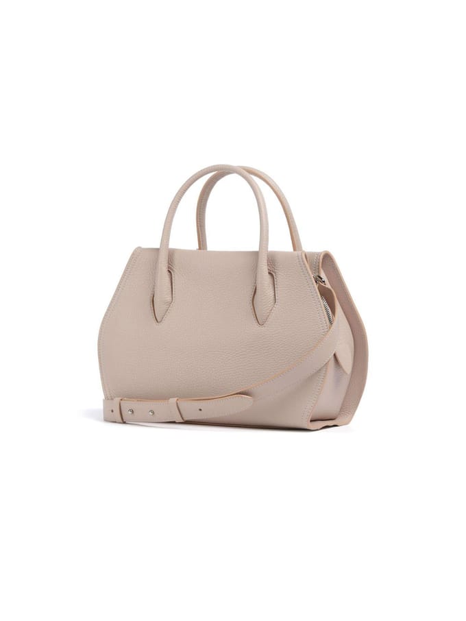 COCCINELLE Leren Schoudertas Handtas Lord Handbag Grained Leather Rosette Beige