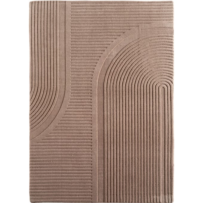 Japandi Vloerkleed Pompei - Hoogpolig - Scandinavisch Design - 3D-Effect - Beige- 80x150 CM