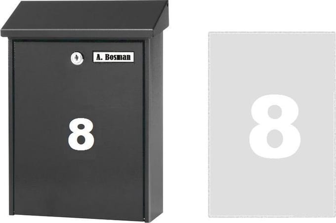 Huisnummer sticker 8 WIT (6cm hoog) / plakcijfer / cijfersticker