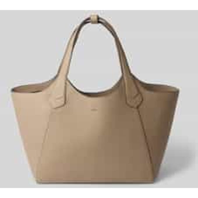 shopper van echt leer met labeldetail