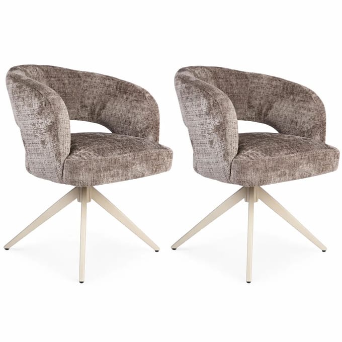 Eetkamerstoel Demi | Clay | Poot Sand | Met armleuning - eetkamerstoelen set van 2