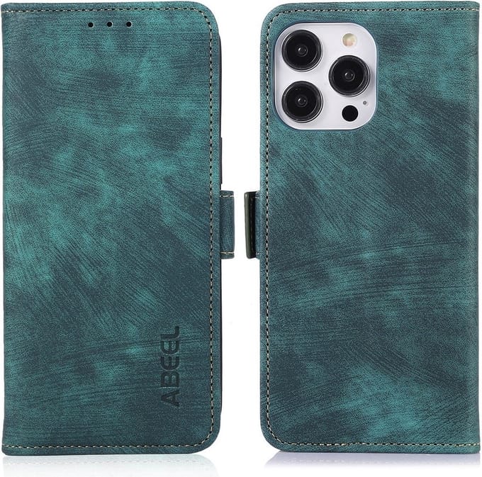 Abeel-iPhone 15 Pro Max - Lederlook - Bookcase - Groen
