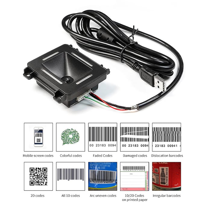 Ingebouwde Barcodescanner Zelfinductie 1D 2D QR Barcodelezer Module Ondersteunt USB-poortaansluiting Auto Scannen voor